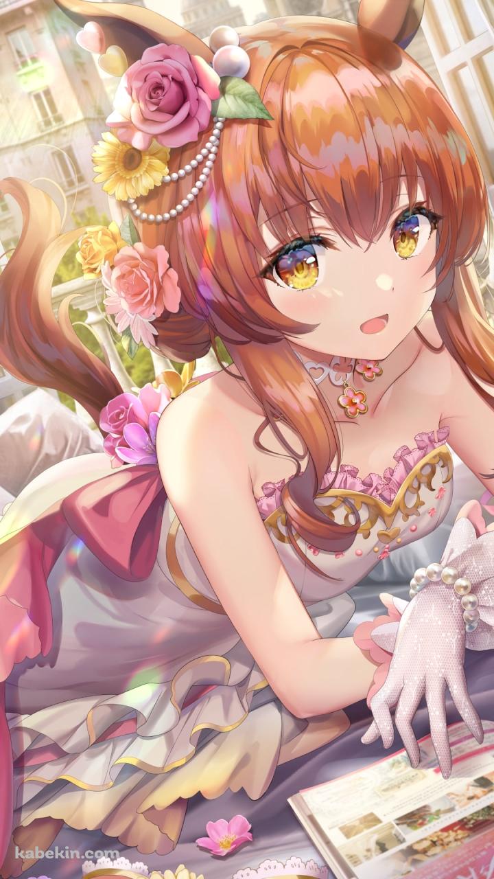 花に囲まれて本を読む可愛いマヤノトップガン / サンライト・ブーケ / ウマ娘プリティーダービーのAndroidの壁紙(720px x 1280px) スマホ用