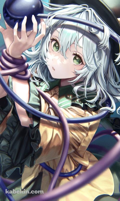 腕が縛られている状態で鉄球を眺める古明地こいし / 東方のAndroidの壁紙(480px x 800px) スマホ用
