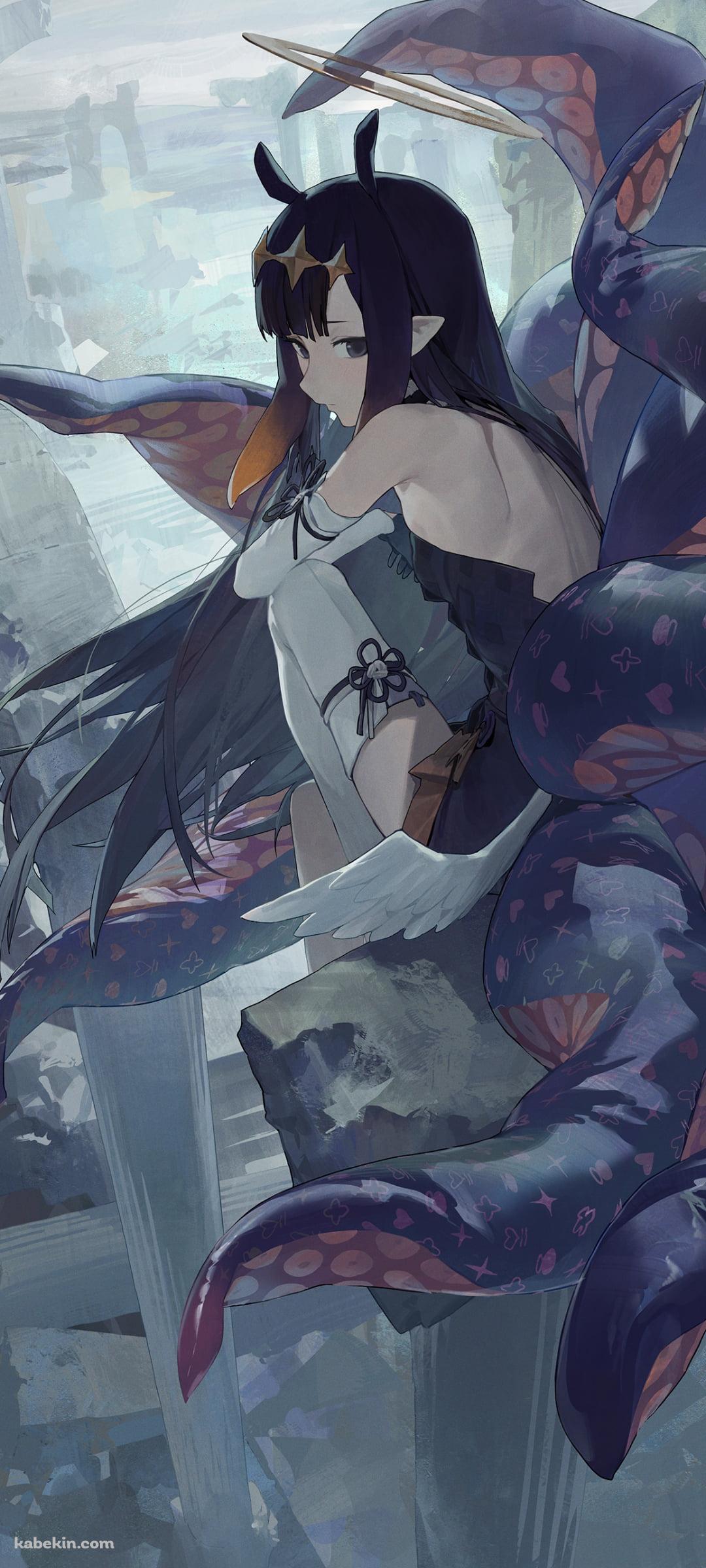 高い柱に座る一伊那尓栖（にのまえ・いなにす） / ホロライブ / バーチャルYouTuber / VtuberのAndroidの壁紙(1080px x 2400px) スマホ用