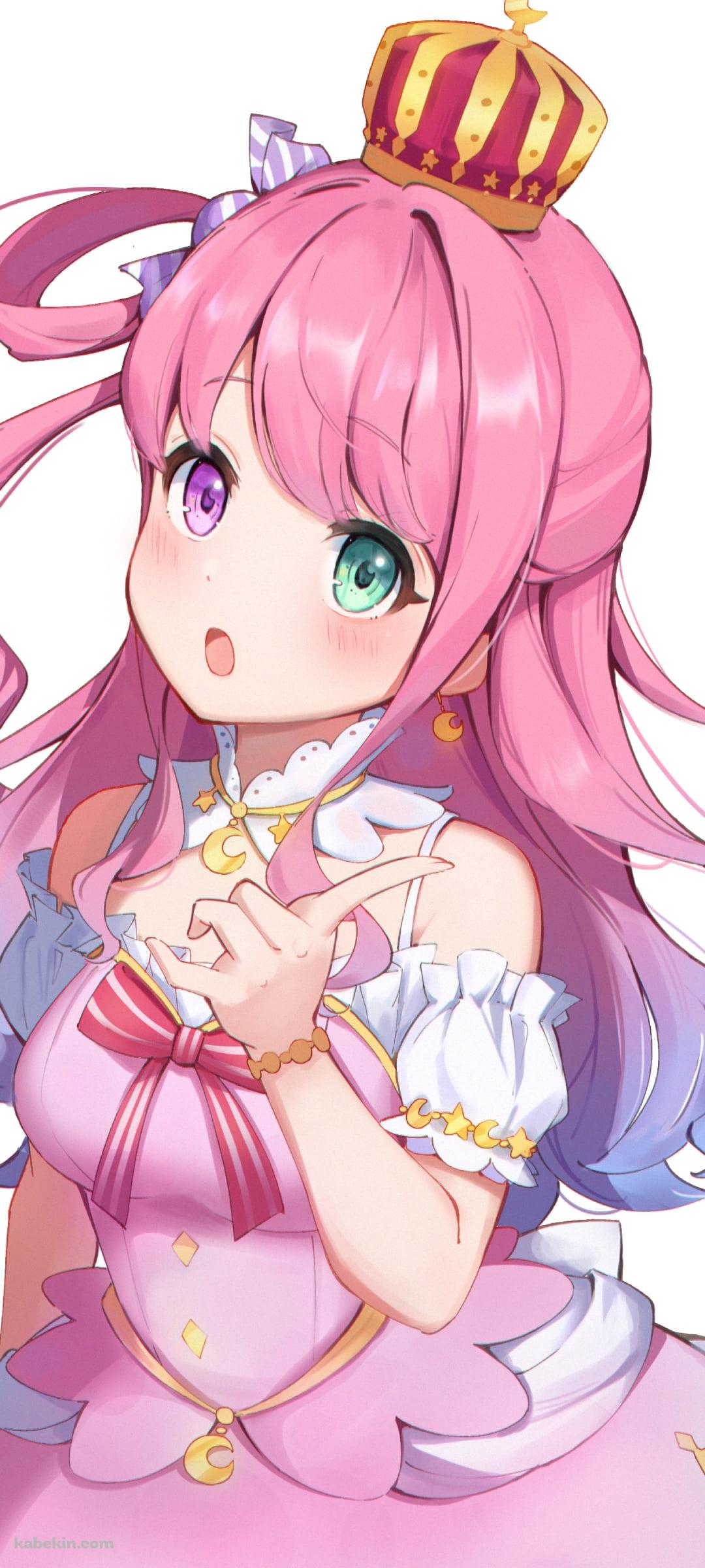 人差し指を立てる姫森ルーナ / 王冠 / オッドアイ / ホロライブ / バーチャルYouTuber / VtuberのAndroidの壁紙(1080px x 2400px) スマホ用