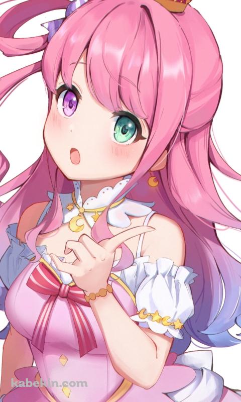 人差し指を立てる姫森ルーナ / 王冠 / オッドアイ / ホロライブ / バーチャルYouTuber / VtuberのAndroidの壁紙(480px x 800px) スマホ用