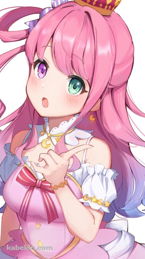 人差し指を立てる姫森ルーナ / 王冠 / オッドアイ / ホロライブ / バーチャルYouTuber / VtuberのAndroidの壁紙(480px x 854px) スマホ用