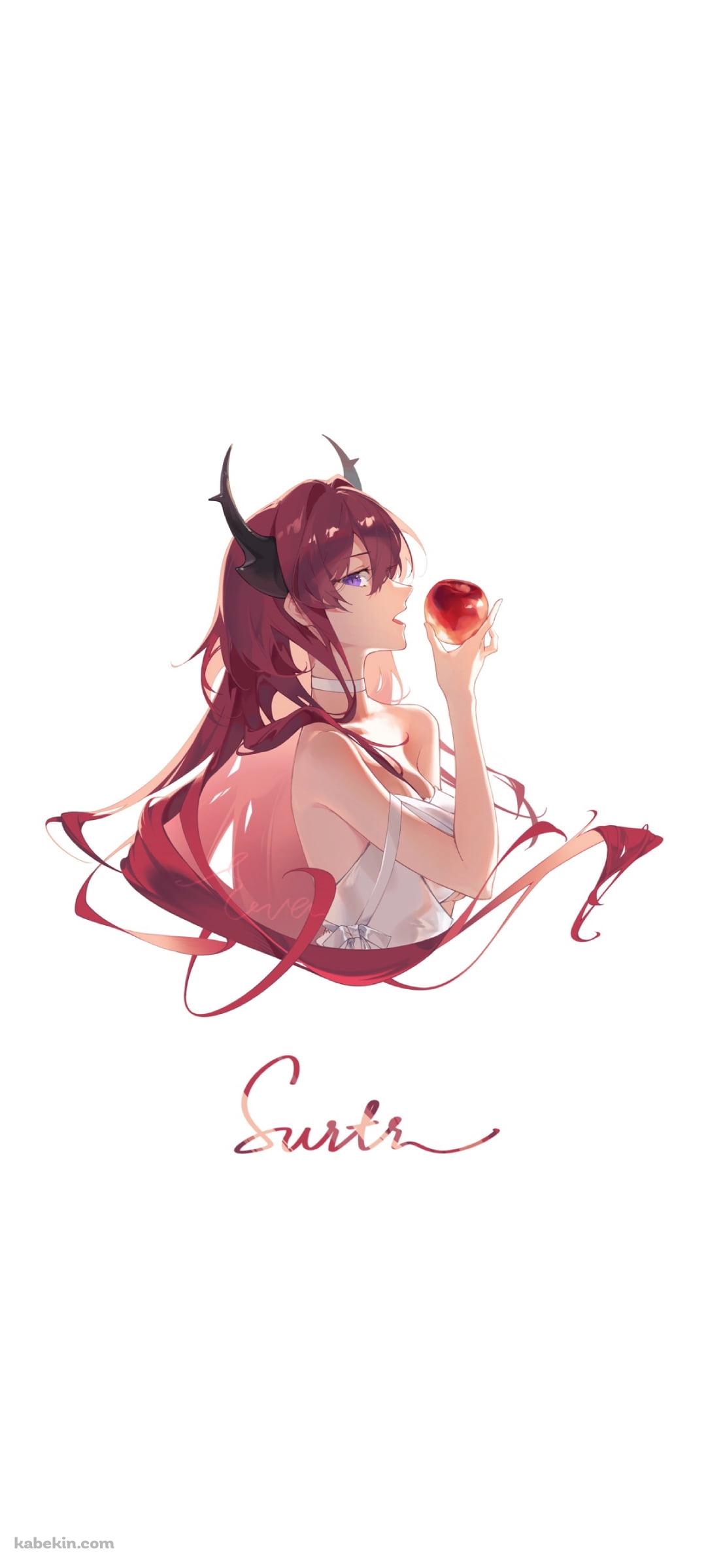 リンゴを食べるかわいいスルト / アークナイツのAndroidの壁紙(1080px x 2400px) スマホ用