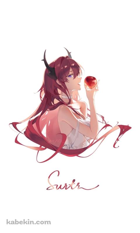 リンゴを食べるかわいいスルト / アークナイツのAndroidの壁紙(480px x 800px) スマホ用