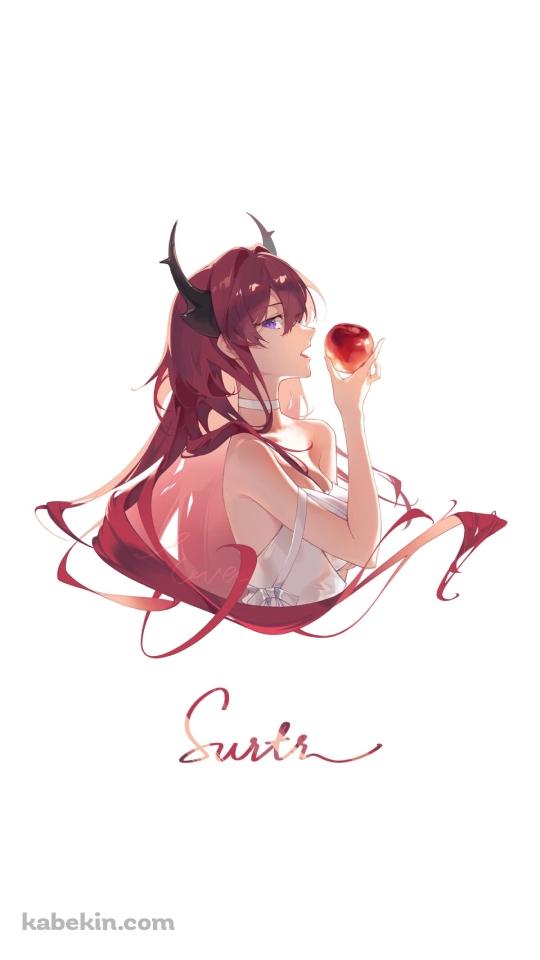 リンゴを食べるかわいいスルト / アークナイツのAndroidの壁紙(540px x 960px) スマホ用