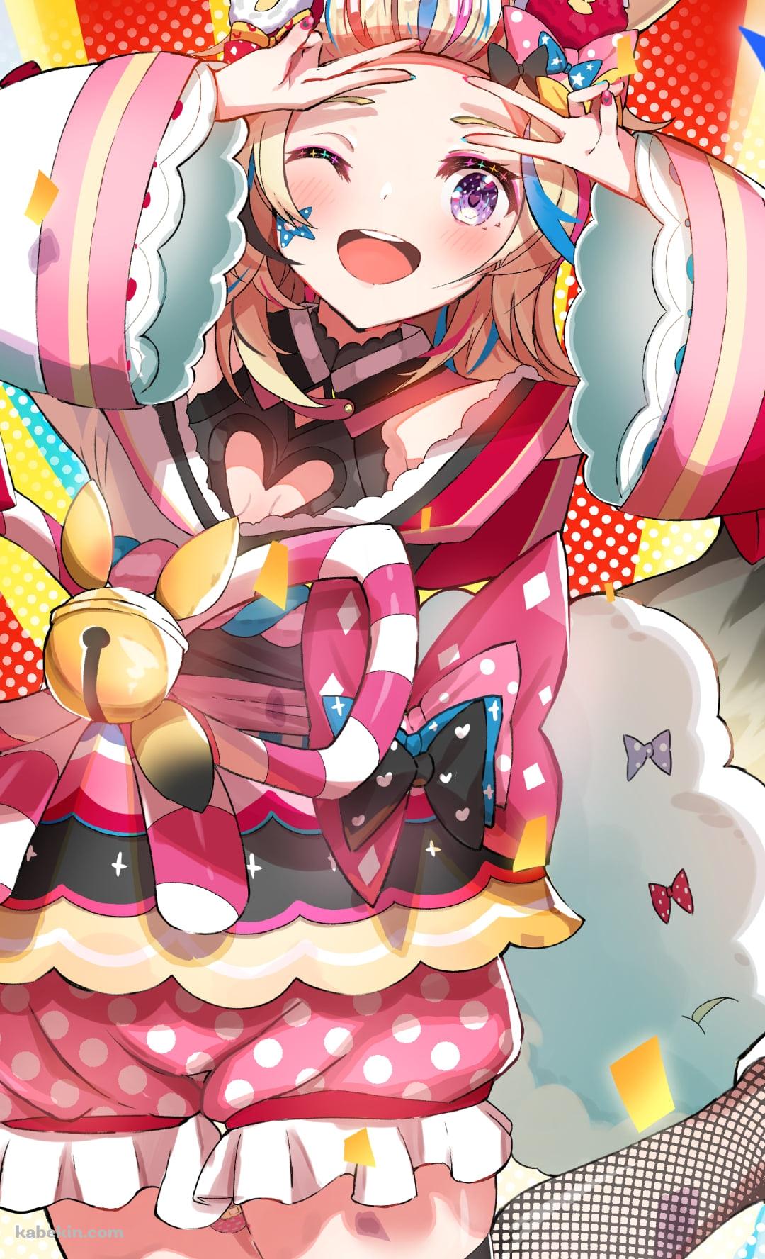 笑顔でダブルピースをする尾丸ポルカ / ホロライブ / バーチャルYouTuber / VtuberのAndroidの壁紙(1080px x 1776px) スマホ用