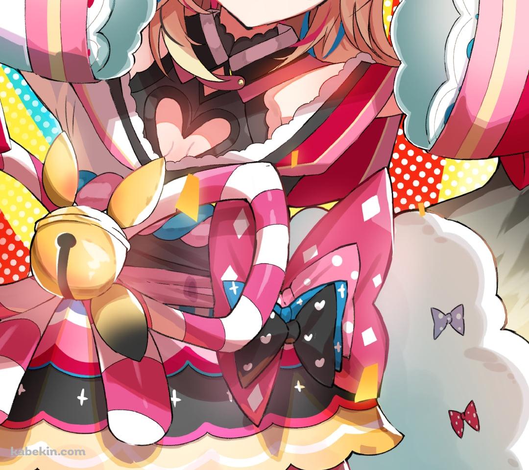 笑顔でダブルピースをする尾丸ポルカ / ホロライブ / バーチャルYouTuber / VtuberのAndroidの壁紙(1080px x 960px) スマホ用