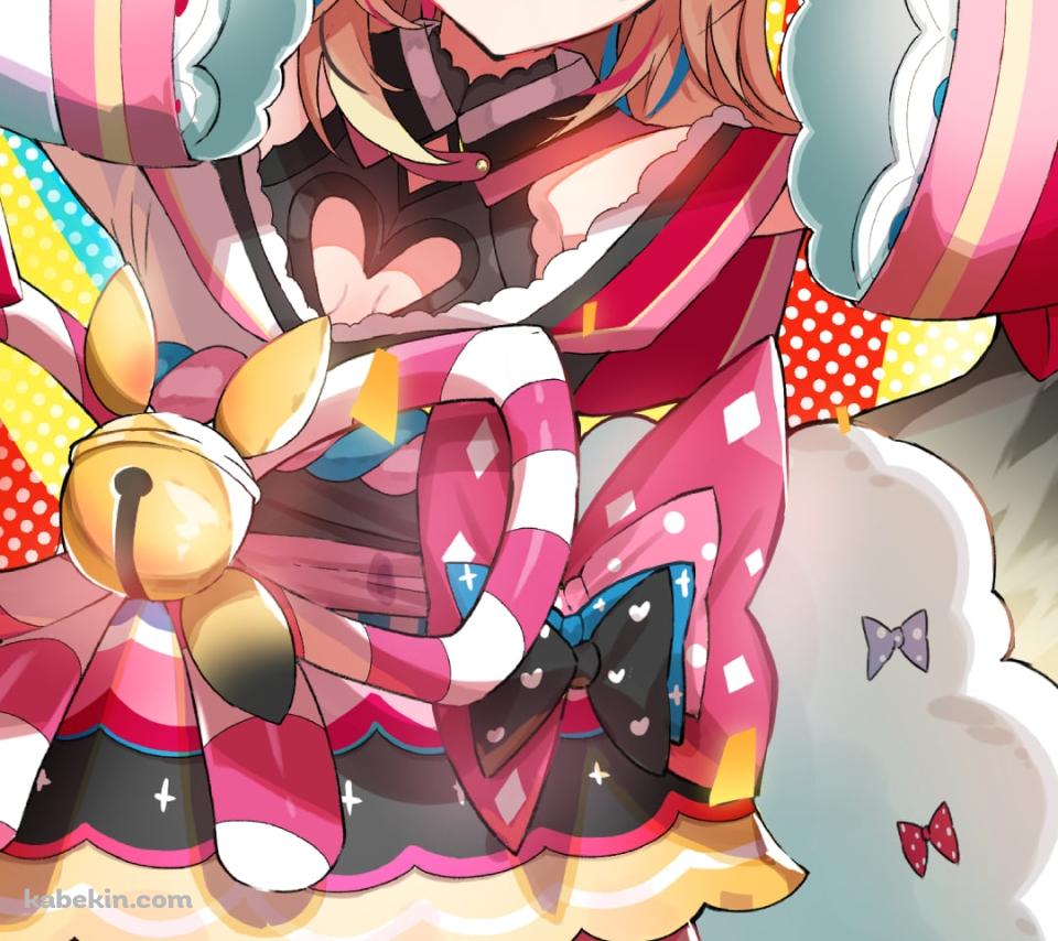 笑顔でダブルピースをする尾丸ポルカ / ホロライブ / バーチャルYouTuber / VtuberのAndroidの壁紙(960px x 854px) スマホ用