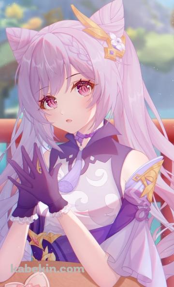 和菓子の前で手をあわせる刻晴 / いただきます / 原神のAndroidの壁紙(360px x 592px) スマホ用