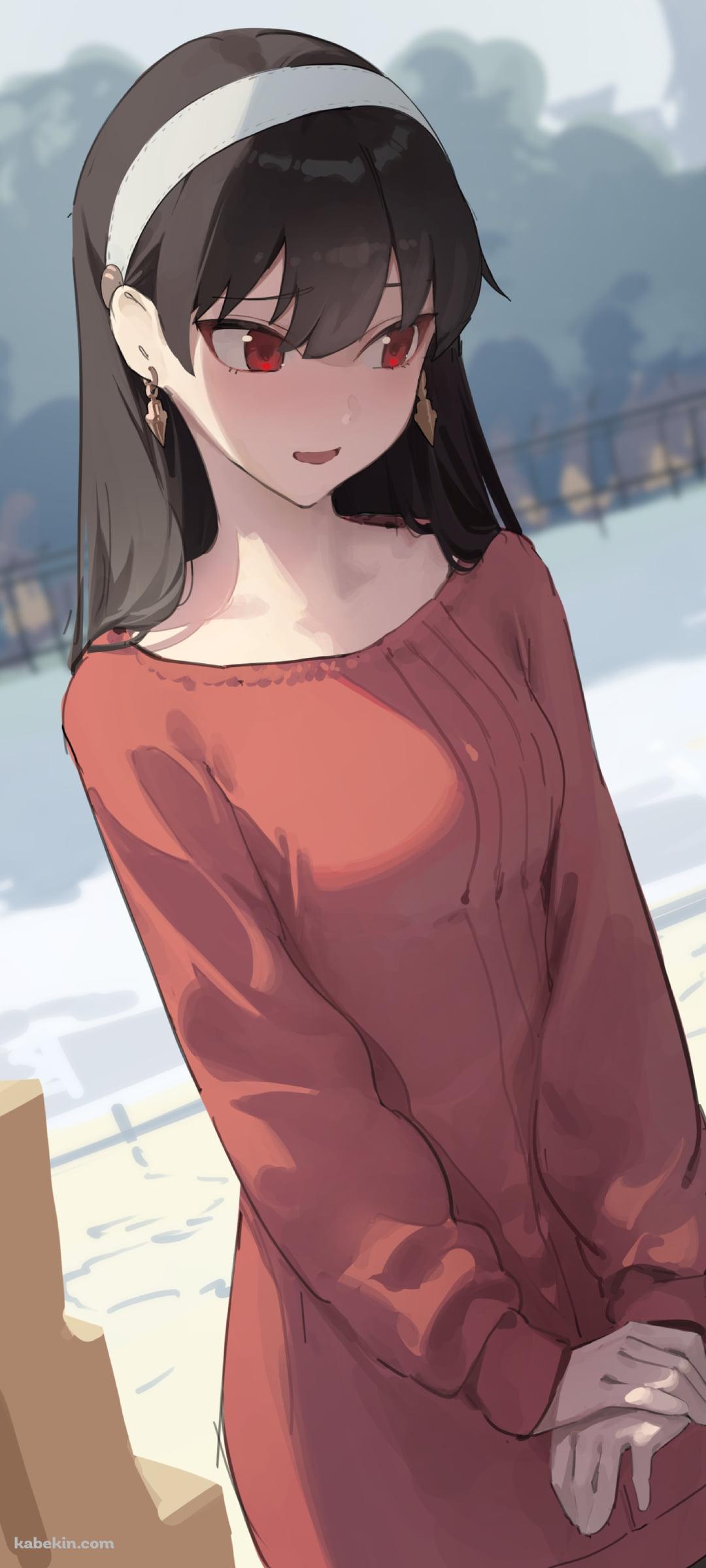 照れて俯くヨル・フォージャー / スパイファミリーのAndroidの壁紙(1080px x 2400px) スマホ用