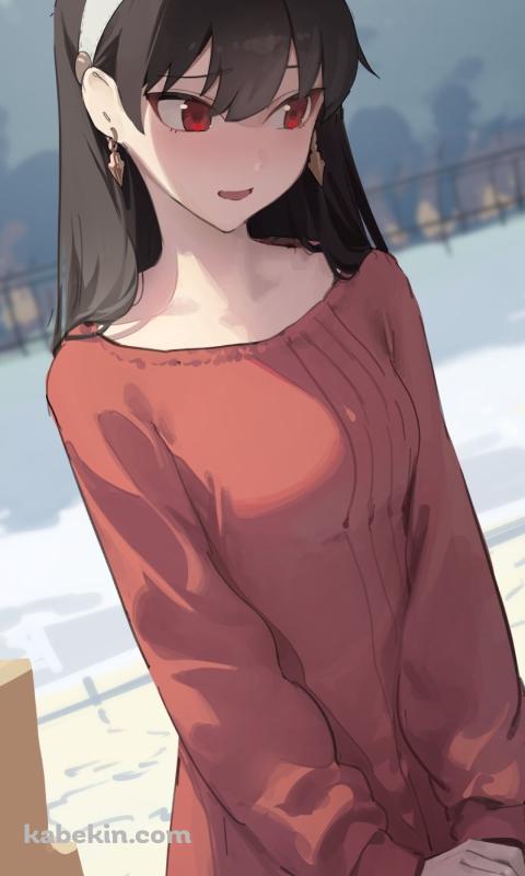 照れて俯くヨル・フォージャー / スパイファミリーのAndroidの壁紙(480px x 800px) スマホ用