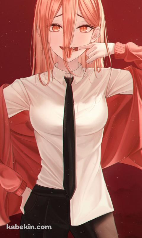 ベロを出した口を引っ張るパワー / チェンソーマンのAndroidの壁紙(480px x 800px) スマホ用