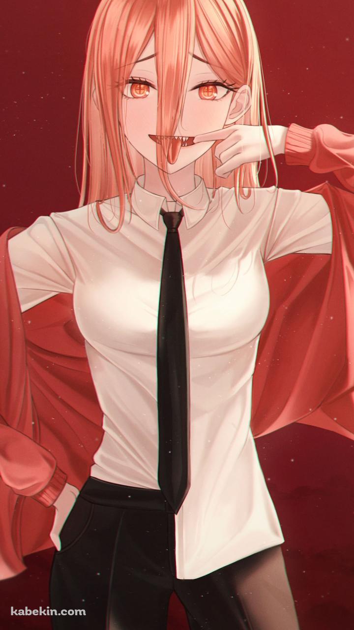 ベロを出した口を引っ張るパワー / チェンソーマンのAndroidの壁紙(720px x 1280px) スマホ用