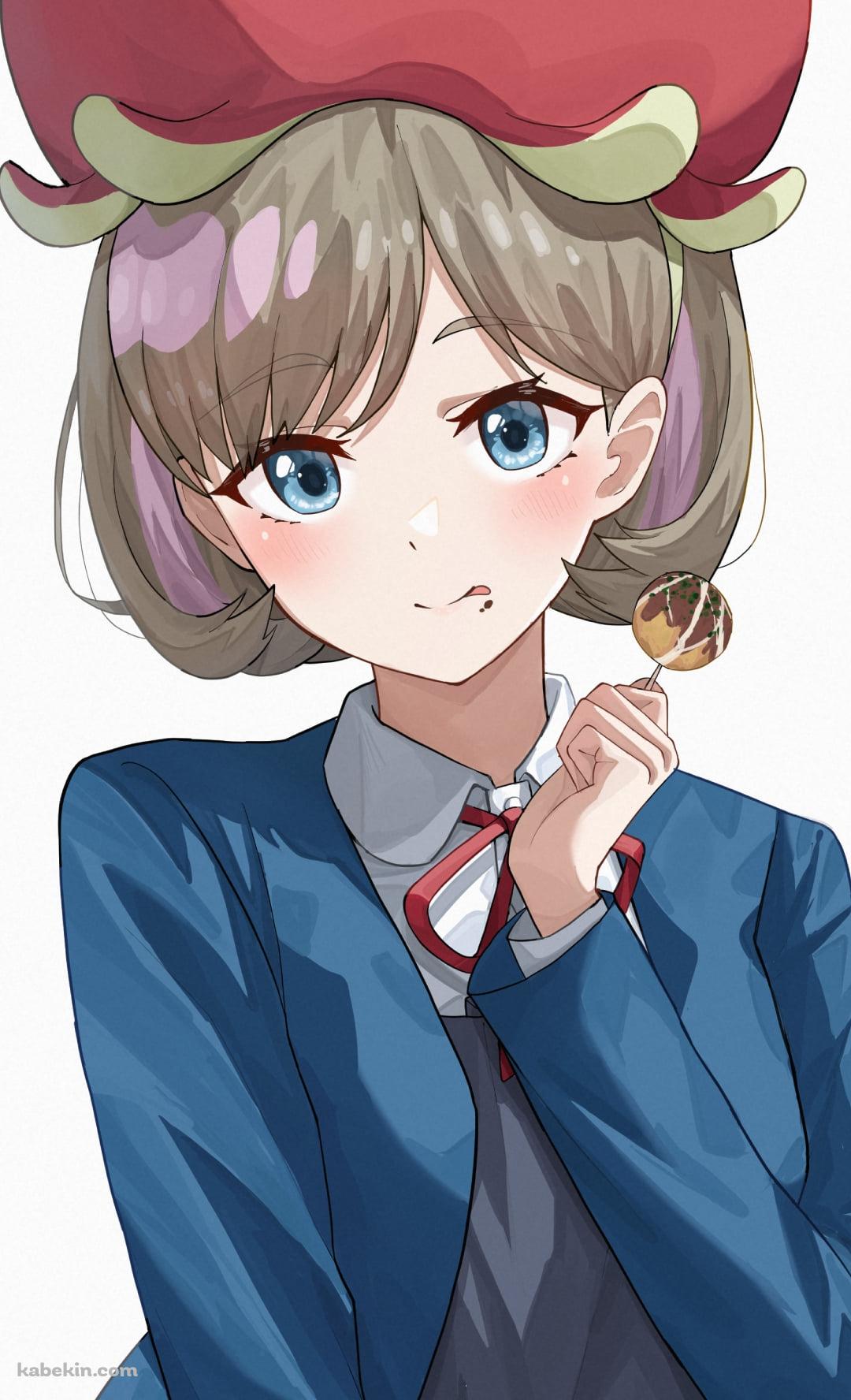 たこやきを食べる唐可可（タン・クゥクゥ） / ハロー!!!ラブライブ!のAndroidの壁紙(1080px x 1776px) スマホ用