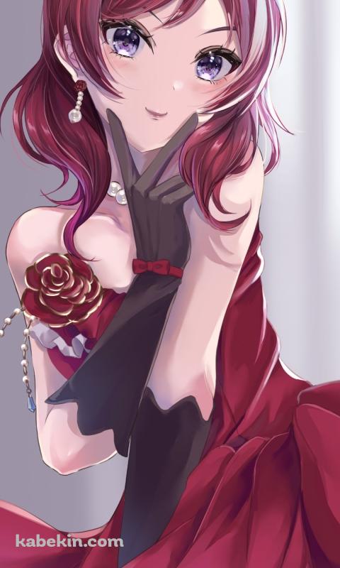 赤いドレスを着て顎ピースをする可愛い西木野真姫（にしきの まき） / ラブライブ!のAndroidの壁紙(480px x 800px) スマホ用