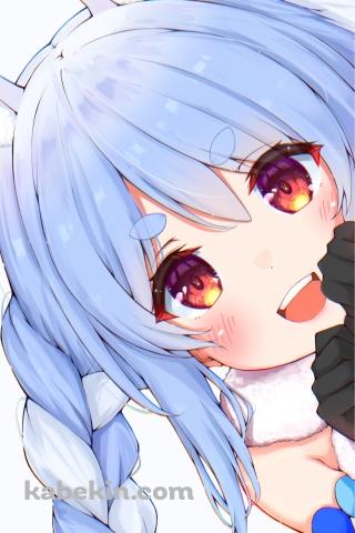 顔を出し覗き込む兎田ぺこら / ホロライブ / バーチャルYouTuber / VtuberのAndroidの壁紙(320px x 480px) スマホ用