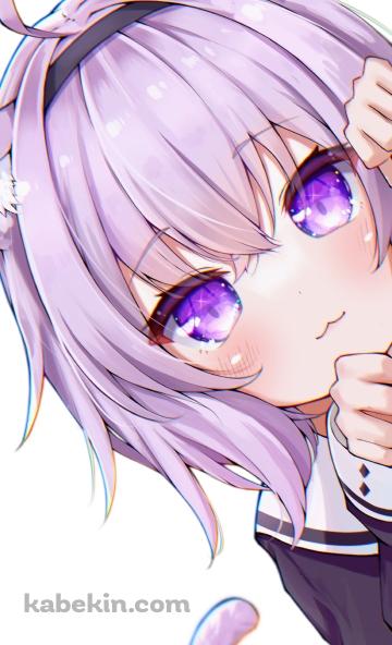 顔を出し覗き込む猫又おかゆ / ホロライブ / バーチャルYouTuber / VtuberのAndroidの壁紙(360px x 592px) スマホ用