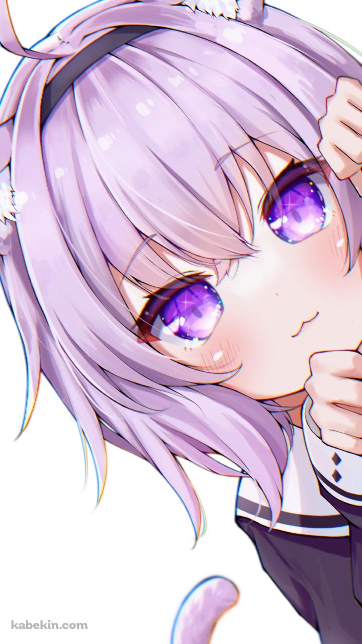 顔を出し覗き込む猫又おかゆ / ホロライブ / バーチャルYouTuber / VtuberのAndroidの壁紙(720px x 1280px) スマホ用