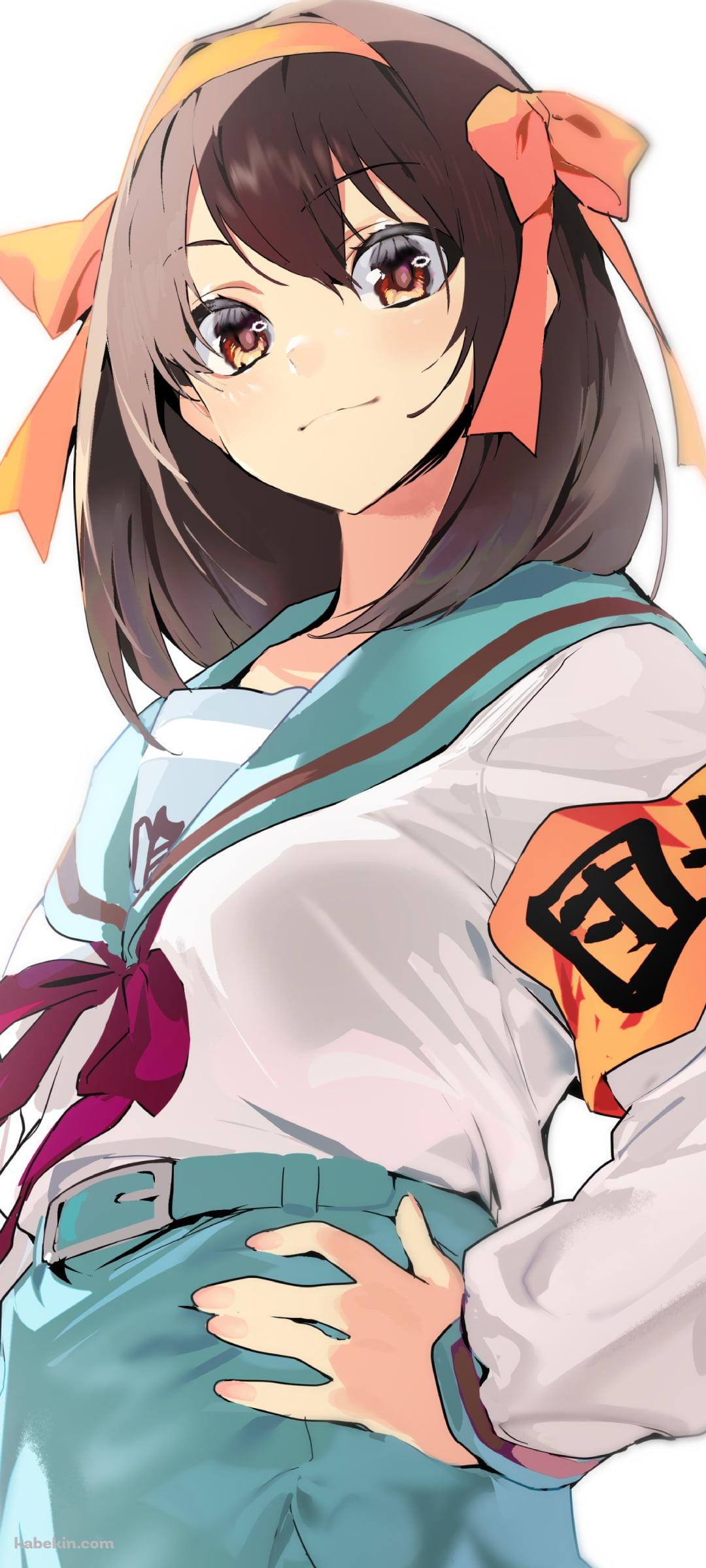 腰に手をあててドヤ顔の涼宮ハルヒ / 団長 / 涼宮ハルヒの憂鬱のAndroidの壁紙(1080px x 2400px) スマホ用