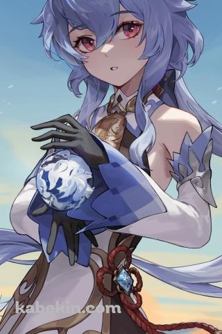 青空の下の可愛い甘雨 / 原神のAndroidの壁紙(320px x 480px) スマホ用