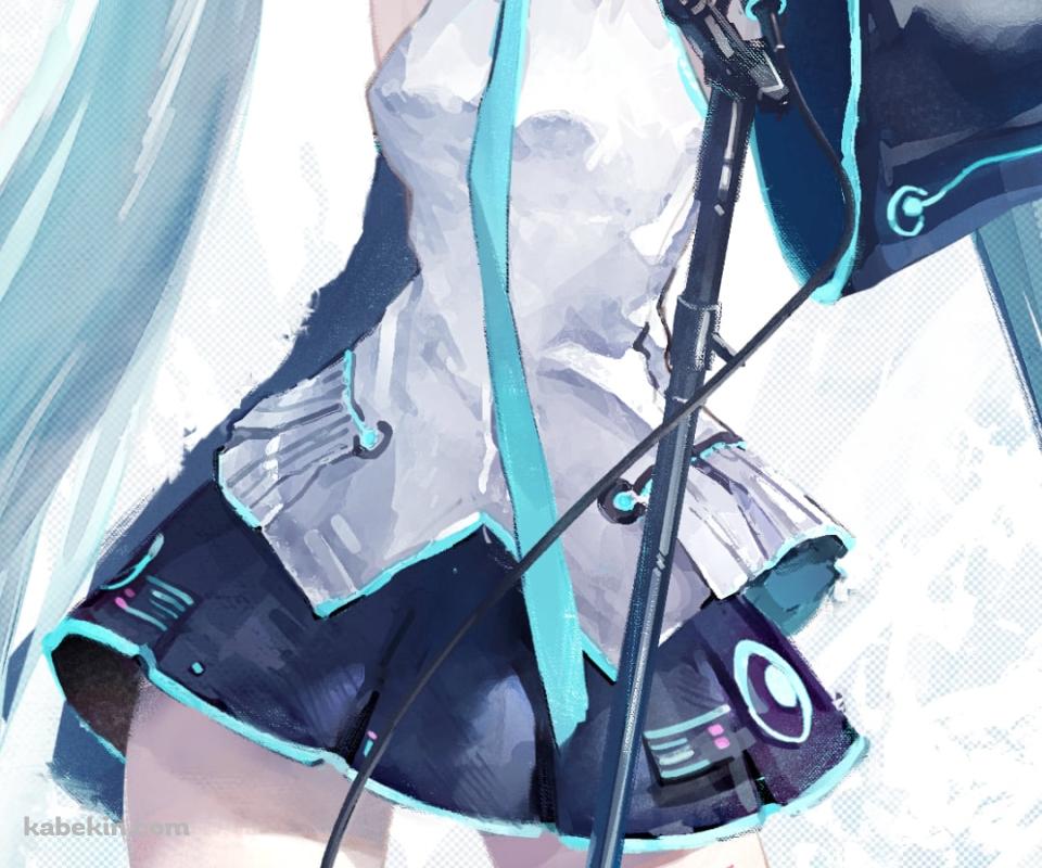 水彩で描いた初音ミク / マイクスタンド / 歌 / ボカロ / ボーカロイドのAndroidの壁紙(960px x 800px) スマホ用