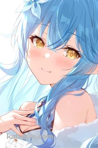 胸に手をあててるかわいい雪花ラミィ / ホロライブ / バーチャルYouTuber / VtuberのAndroidの壁紙(320px x 480px) スマホ用