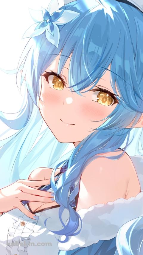胸に手をあててるかわいい雪花ラミィ / ホロライブ / バーチャルYouTuber / VtuberのAndroidの壁紙(480px x 854px) スマホ用