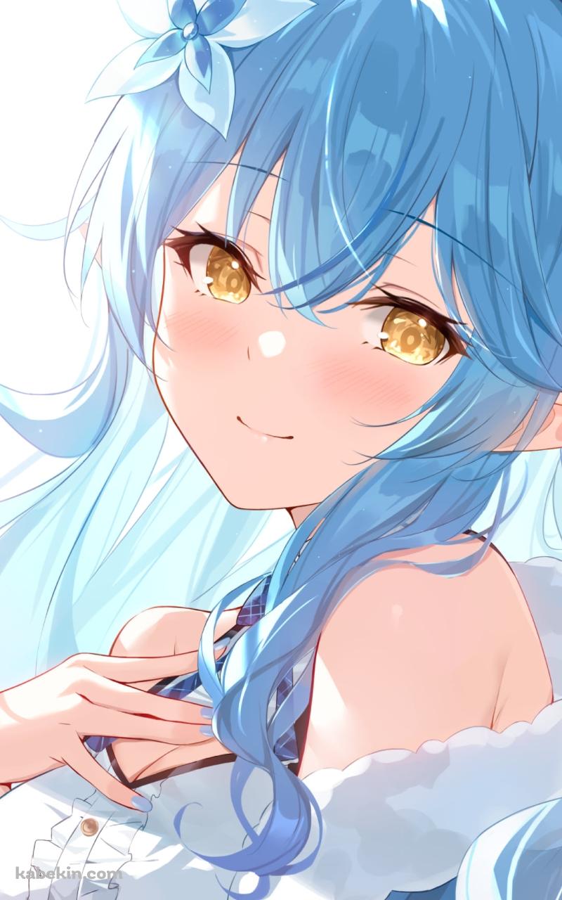 胸に手をあててるかわいい雪花ラミィ / ホロライブ / バーチャルYouTuber / VtuberのAndroidの壁紙(800px x 1280px) スマホ用