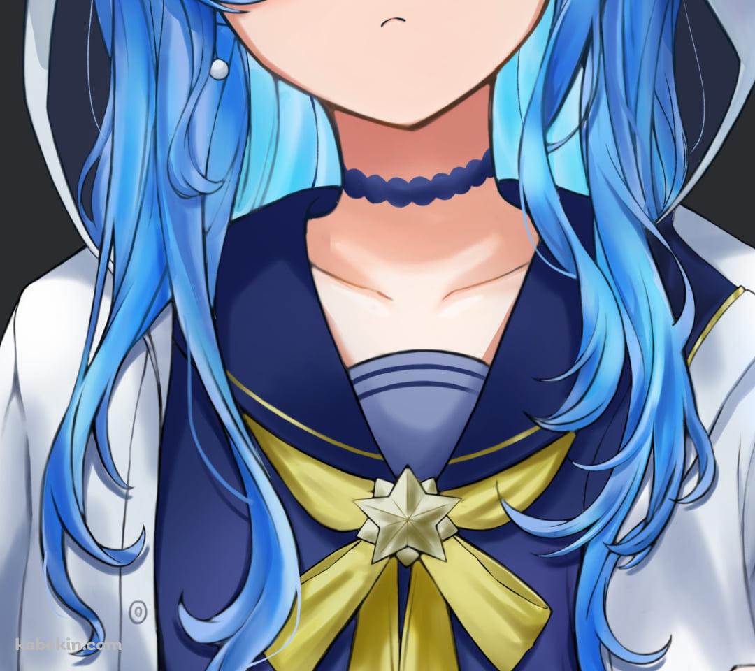 猫耳のついた白いフードを被る星街すいせい / ホロライブ / バーチャルYouTuber / VtuberのAndroidの壁紙(1080px x 960px) スマホ用