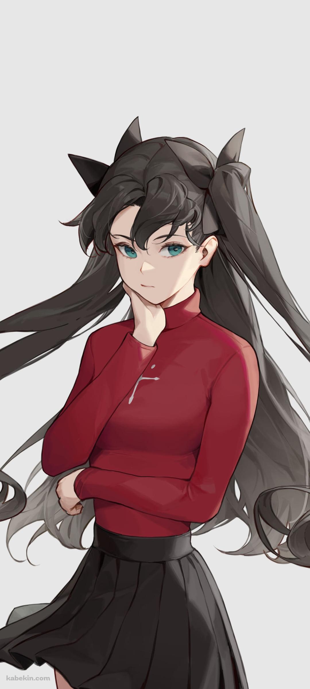 考え込む遠坂凛 / フェイト／ステイナイトのAndroidの壁紙(1080px x 2400px) スマホ用