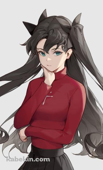 考え込む遠坂凛 / フェイト／ステイナイトのAndroidの壁紙(360px x 592px) スマホ用