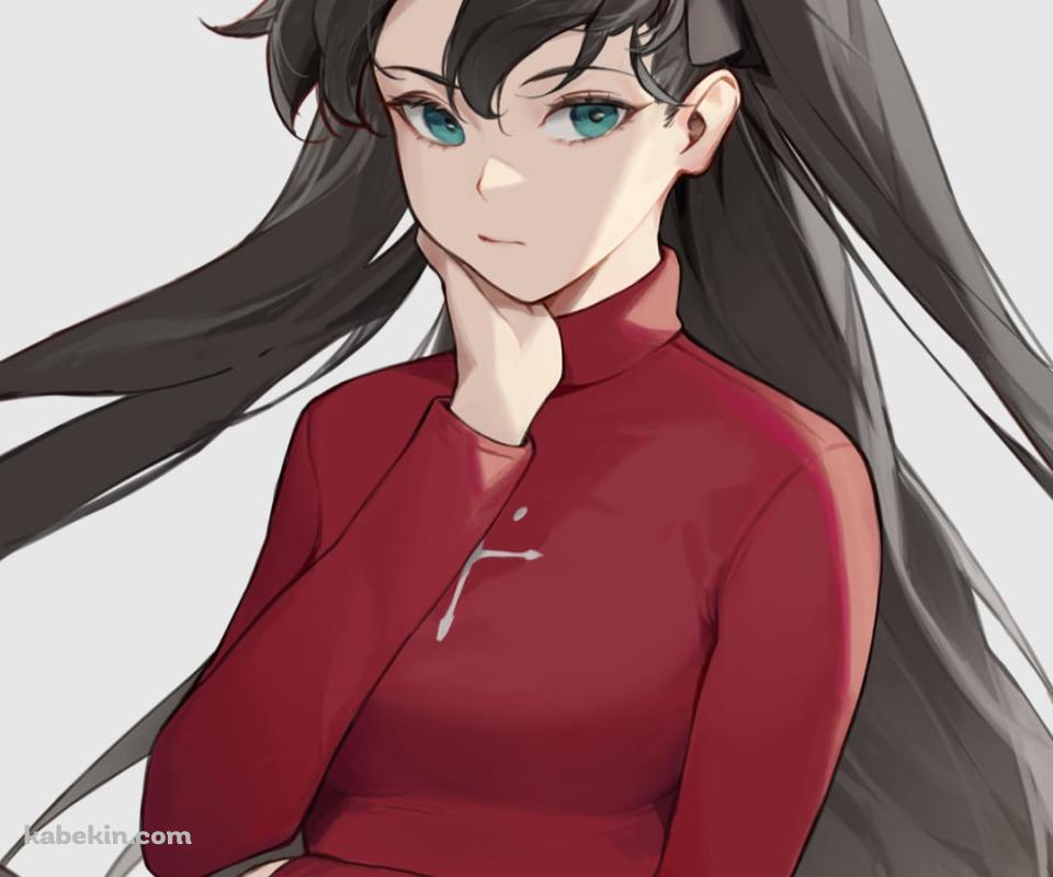 考え込む遠坂凛 / フェイト／ステイナイトのAndroidの壁紙(960px x 800px) スマホ用