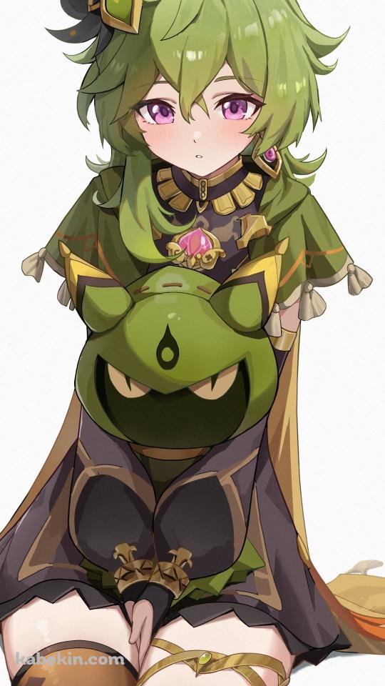 座っているコレイとコレアンバー / 原神のAndroidの壁紙(540px x 960px) スマホ用