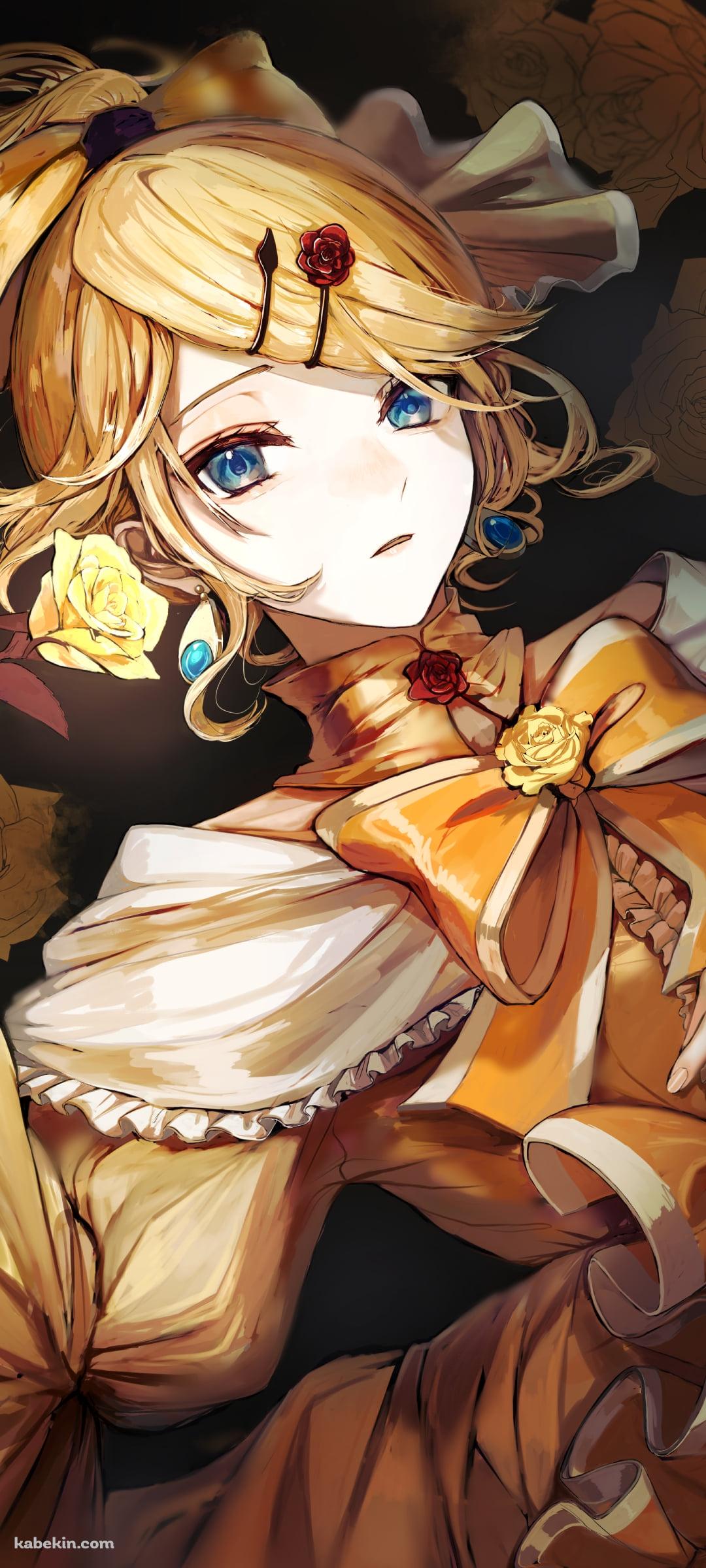 黄色いドレスを着た大人びた鏡音リン / エヴィリオス / ボカロ / ボーカロイドのAndroidの壁紙(1080px x 2400px) スマホ用