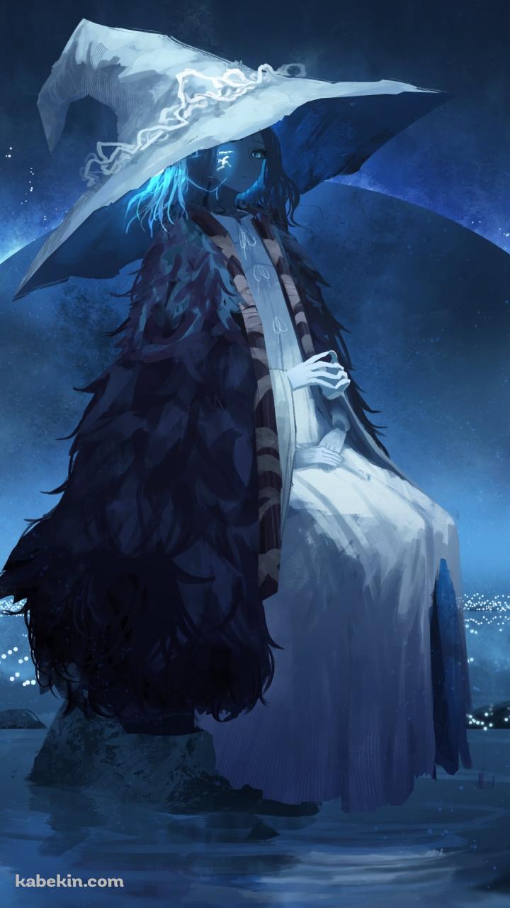 青みがかった魔女ラニと月 / エルデンリングのAndroidの壁紙(720px x 1280px) スマホ用