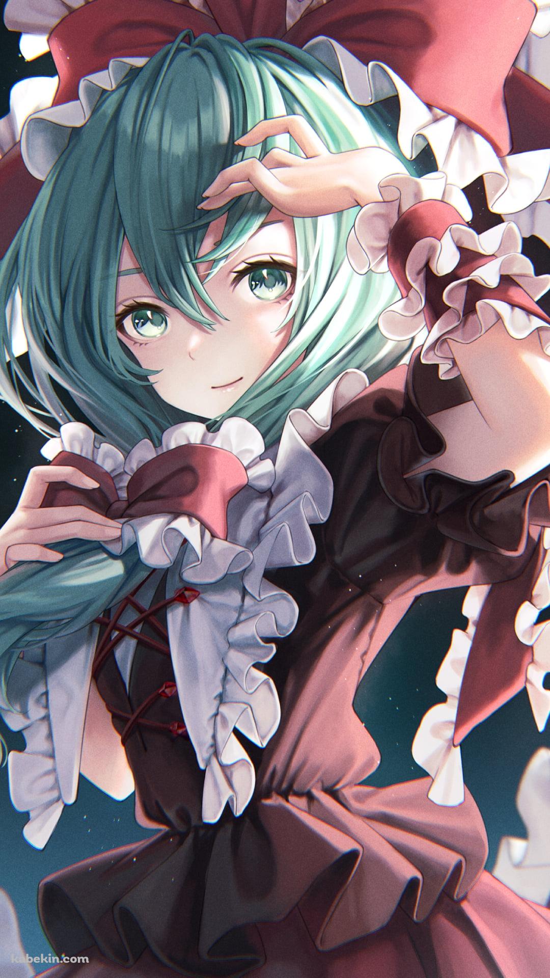 大きな赤いリボンのついた可愛い鍵山雛 / 東方のAndroidの壁紙(1080px x 1920px) スマホ用