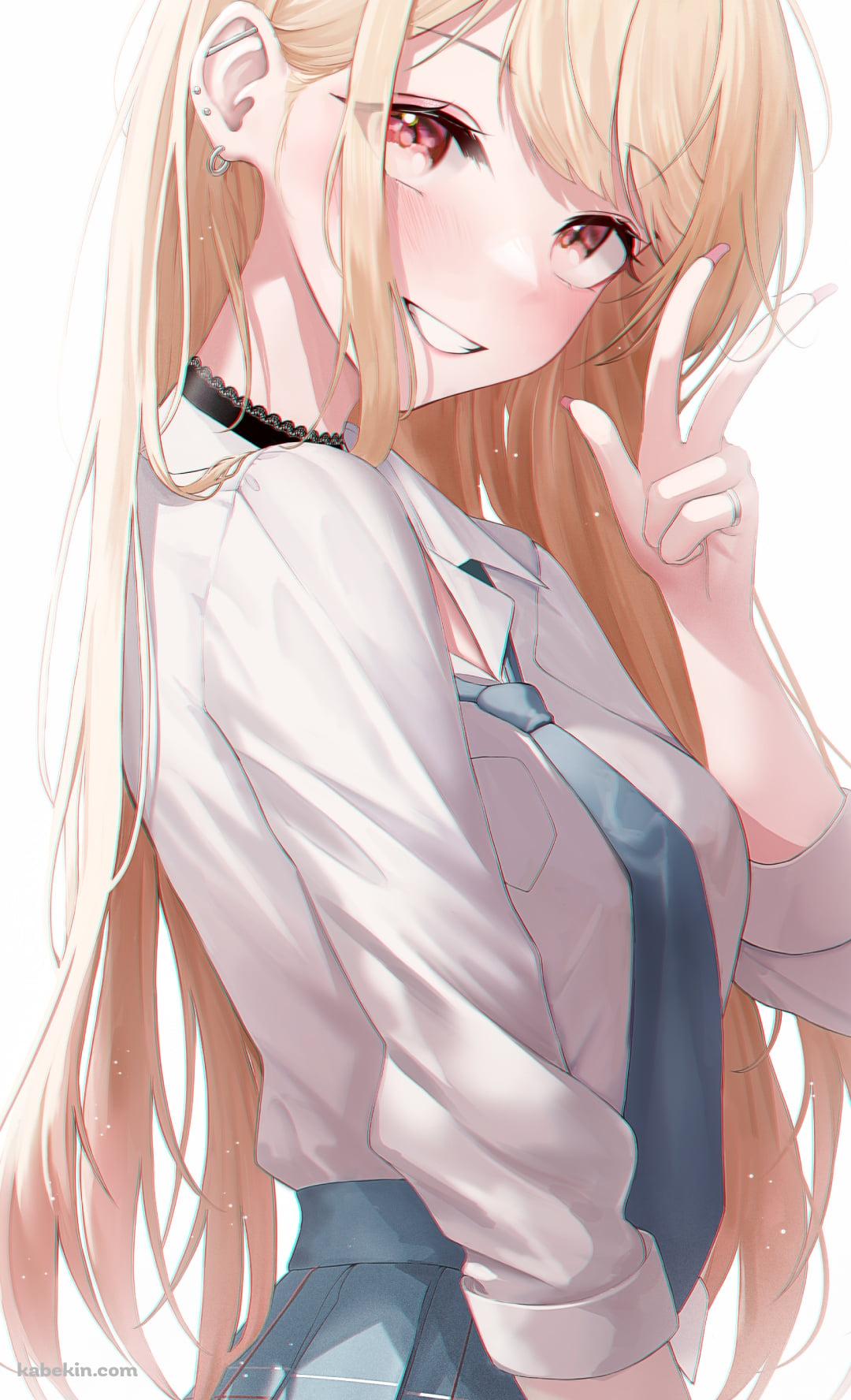 笑顔でピースする可愛い喜多川海夢 / 横向き / その着せ替え人形は恋をするのAndroidの壁紙(1080px x 1776px) スマホ用