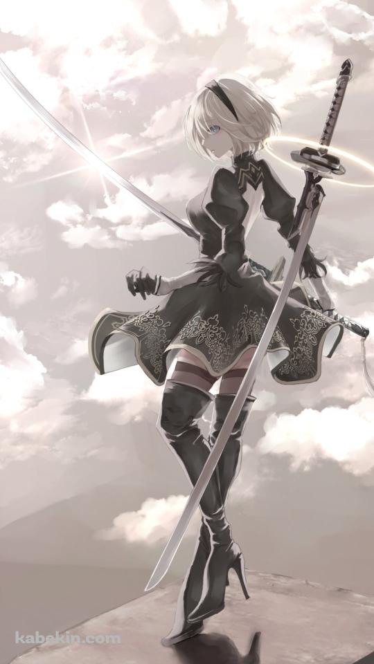 高所に立つヨルハ二号b型 / ニーアオートマタのAndroidの壁紙(540px x 960px) スマホ用