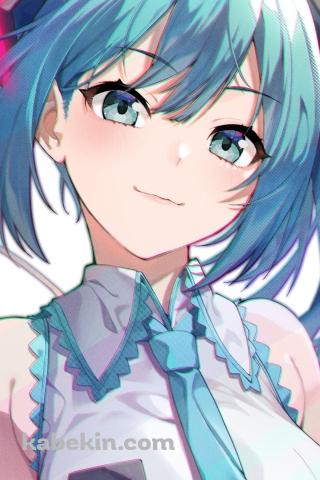 にっこり微笑む可愛い初音ミク / 正面 / ボカロ / ボーカロイドのAndroidの壁紙(320px x 480px) スマホ用