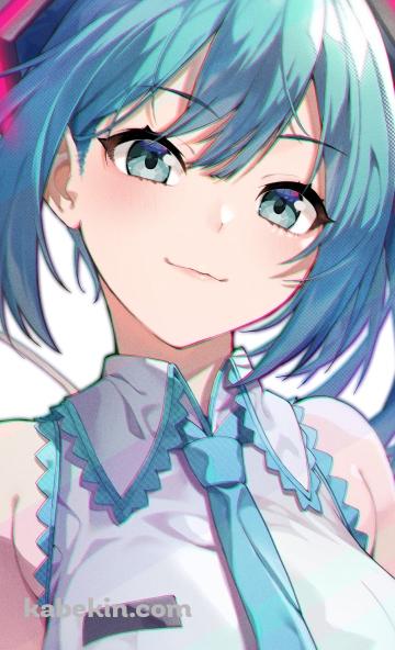 にっこり微笑む可愛い初音ミク / 正面 / ボカロ / ボーカロイドのAndroidの壁紙(360px x 592px) スマホ用
