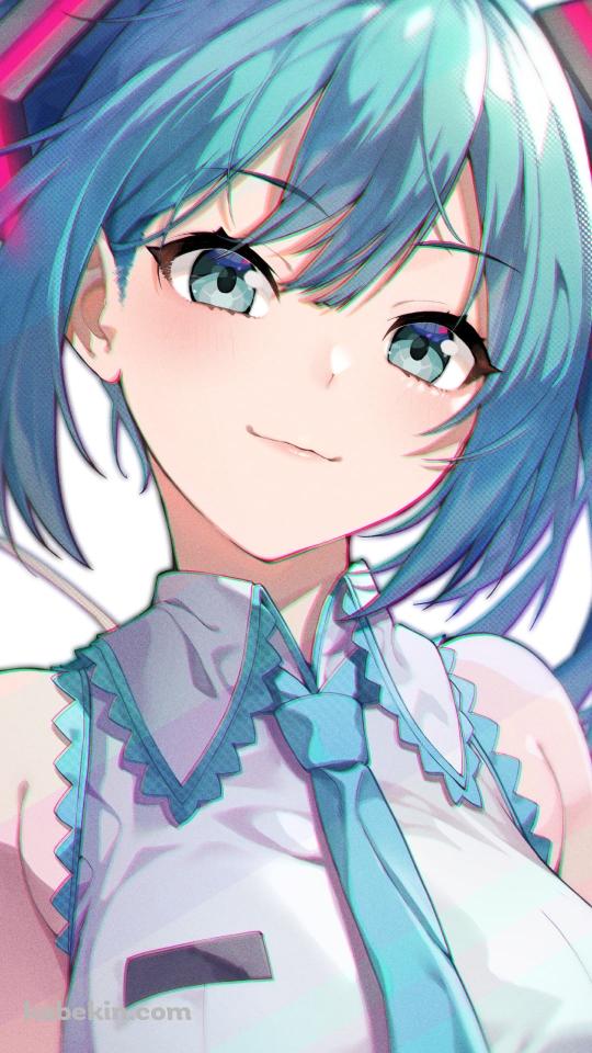 にっこり微笑む可愛い初音ミク / 正面 / ボカロ / ボーカロイドのAndroidの壁紙(540px x 960px) スマホ用
