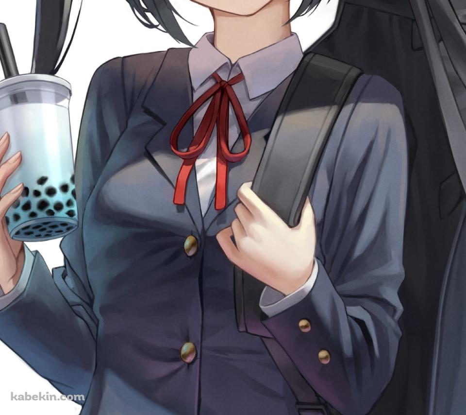 タピオカジュースを持つ制服姿の可愛い中野梓（なかの あずさ） / けいおん!のAndroidの壁紙(960px x 854px) スマホ用