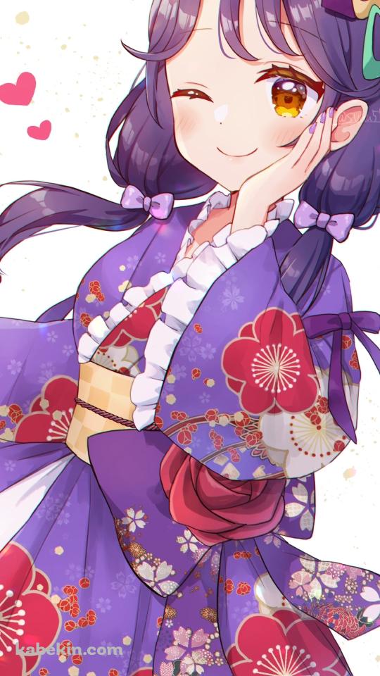 ほっぺたに手をあててウィンクする涼村さんご / トロピカル〜ジュ!プリキュアのAndroidの壁紙(540px x 960px) スマホ用
