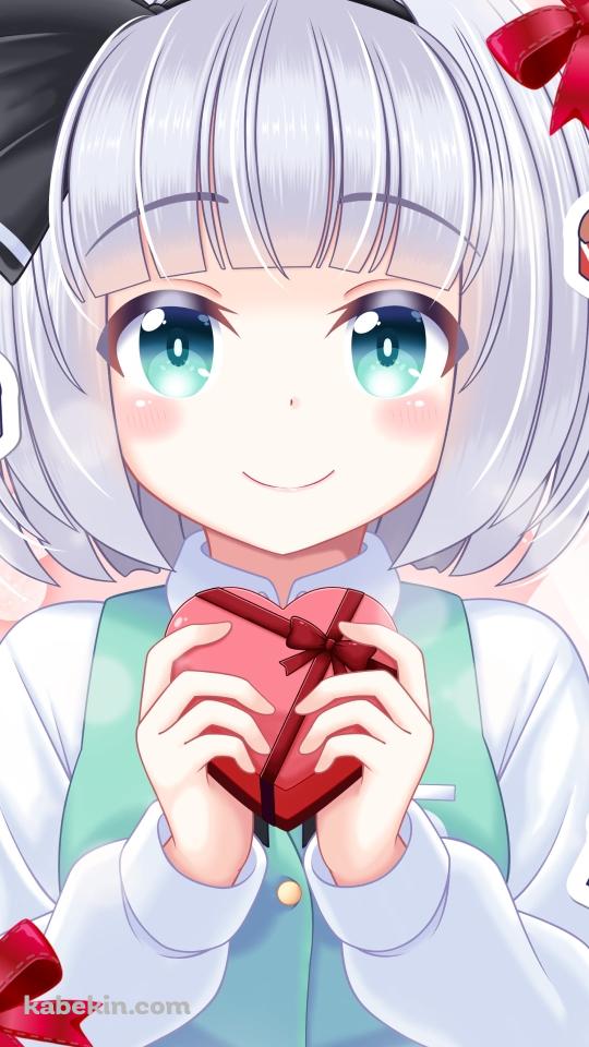 ハートのチョコレートを持つ魂魄妖夢（こんぱく ようむ） / 東方Project / 東方妖々夢のAndroidの壁紙(540px x 960px) スマホ用