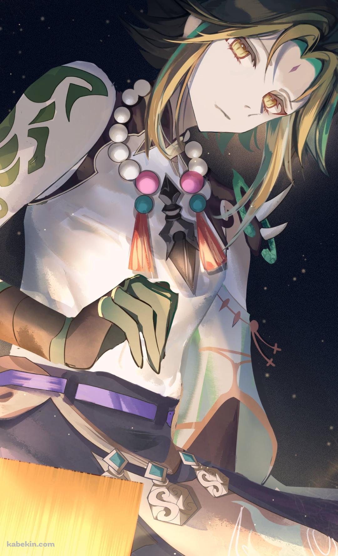 斜め下を見つめるかっこいい魈 / 星空 / 原神のAndroidの壁紙(1080px x 1776px) スマホ用