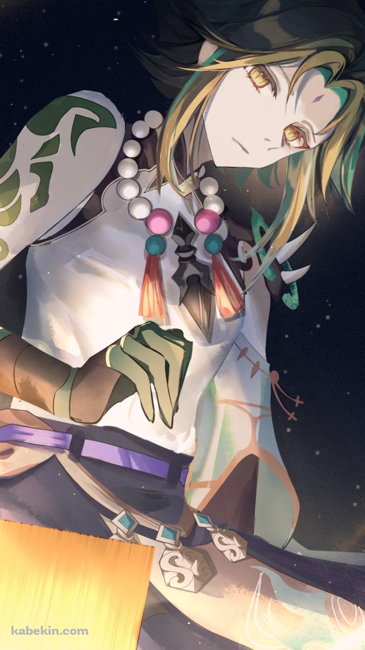 斜め下を見つめるかっこいい魈 / 星空 / 原神のAndroidの壁紙(720px x 1280px) スマホ用