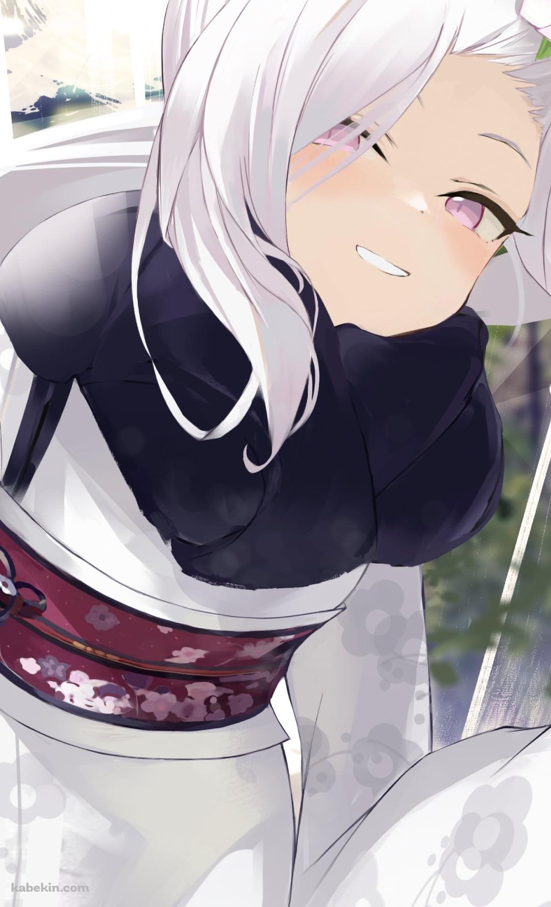 白い着物を着た浅黄ムツキ / ブルアカ / ブルーアーカイブのAndroidの壁紙(1080px x 1776px) スマホ用