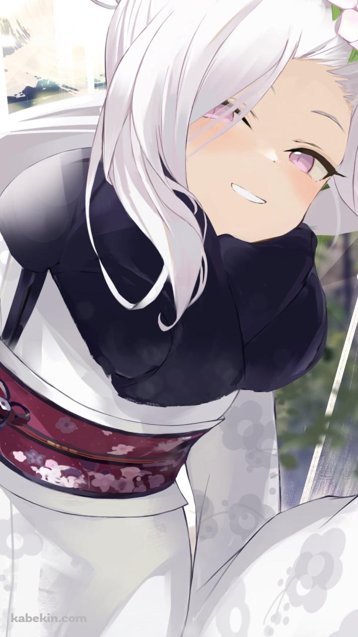 白い着物を着た浅黄ムツキ / ブルアカ / ブルーアーカイブのAndroidの壁紙(720px x 1280px) スマホ用