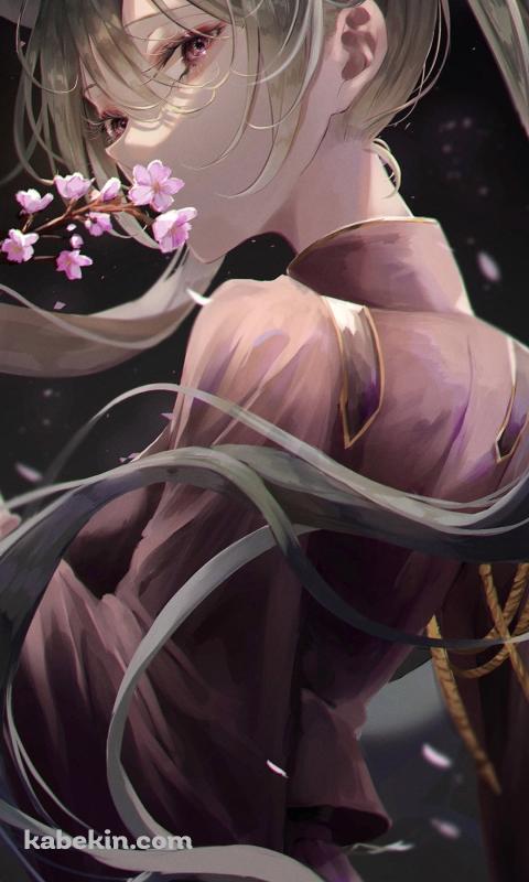 桜の匂いをかぐ初音ミク / 千本桜 / ボカロ / ボーカロイドのAndroidの壁紙(480px x 800px) スマホ用