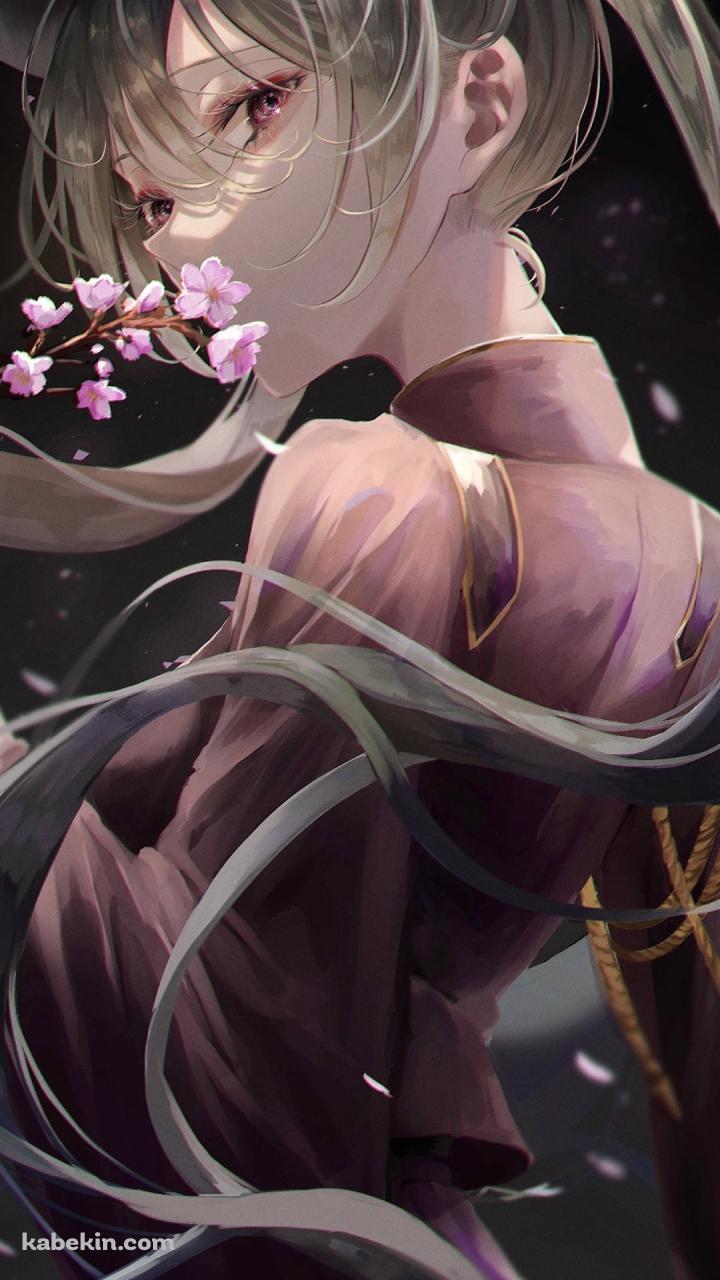 桜の匂いをかぐ初音ミク / 千本桜 / ボカロ / ボーカロイドのAndroidの壁紙(720px x 1280px) スマホ用